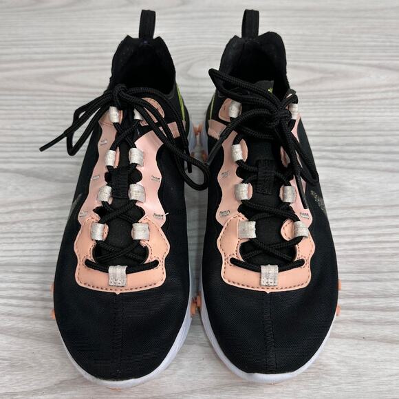 Nike React Element 55 Running Shoes SZ 6.5 Black Coral CD6964002 Lace Up Low Top - Picture 5 of 13